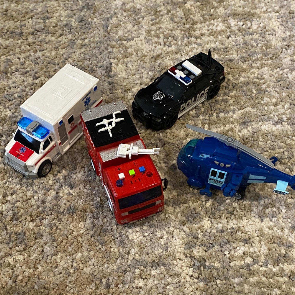 Police Emergency Vehicle Set - Black, Blue, Red, White